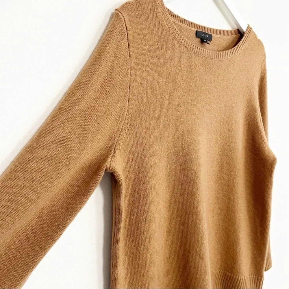 J.Crew Wool Cashmere Blend Oversized Crewneck Sweater Camel Size S Soft Knit - Picture 6 of 11